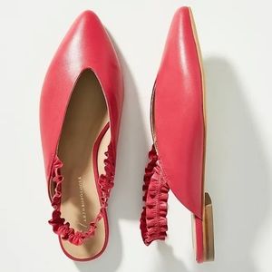 Anthropologie Jemma Ruffled Slingback Flats